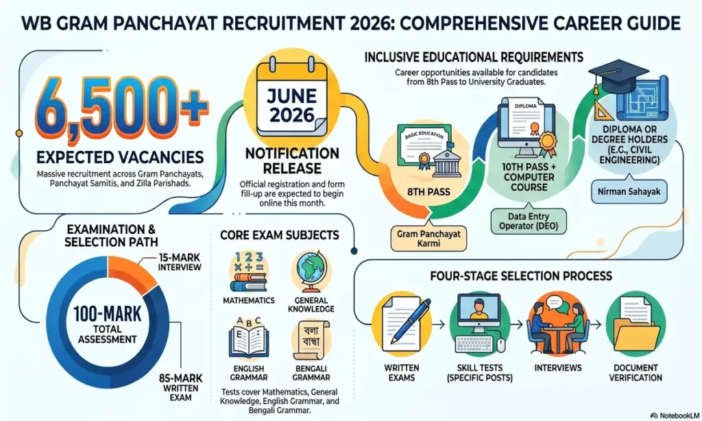 West Bengal Gram Panchayat Recruitment 2026 Notification: 6500+ Posts for DEO, Assistant & Clerk-Registration Soon